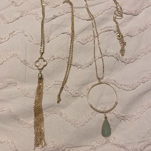 Set of long gold necklaces